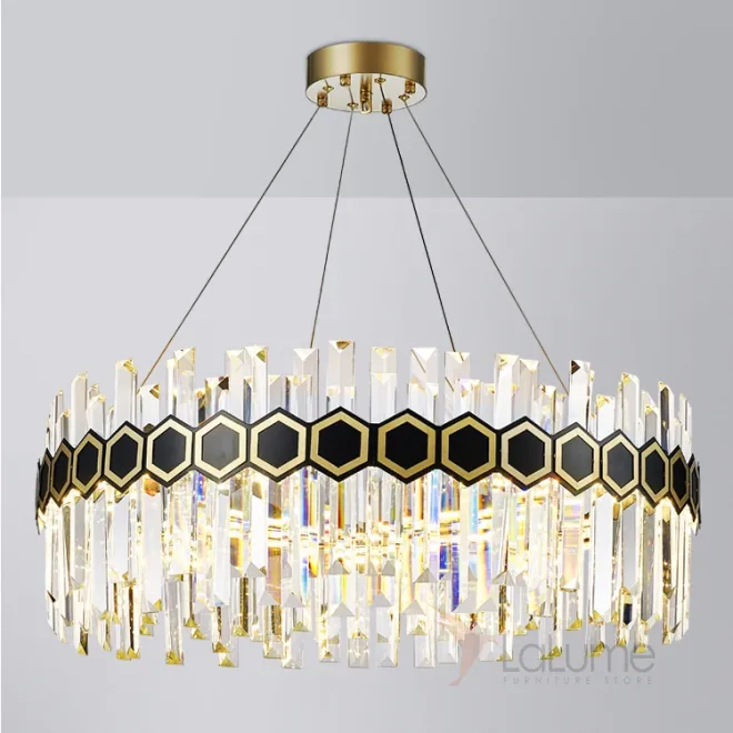 Линейка люстр с абажуром из стеклянных подвесок MILAN