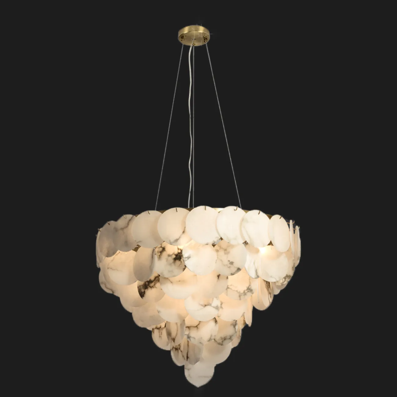 Люстра в стиле постмодерн с подвесными дисками из мрамора MISSI Люстра в стиле постмодерн с подвесными дисками из мрамора MISSI