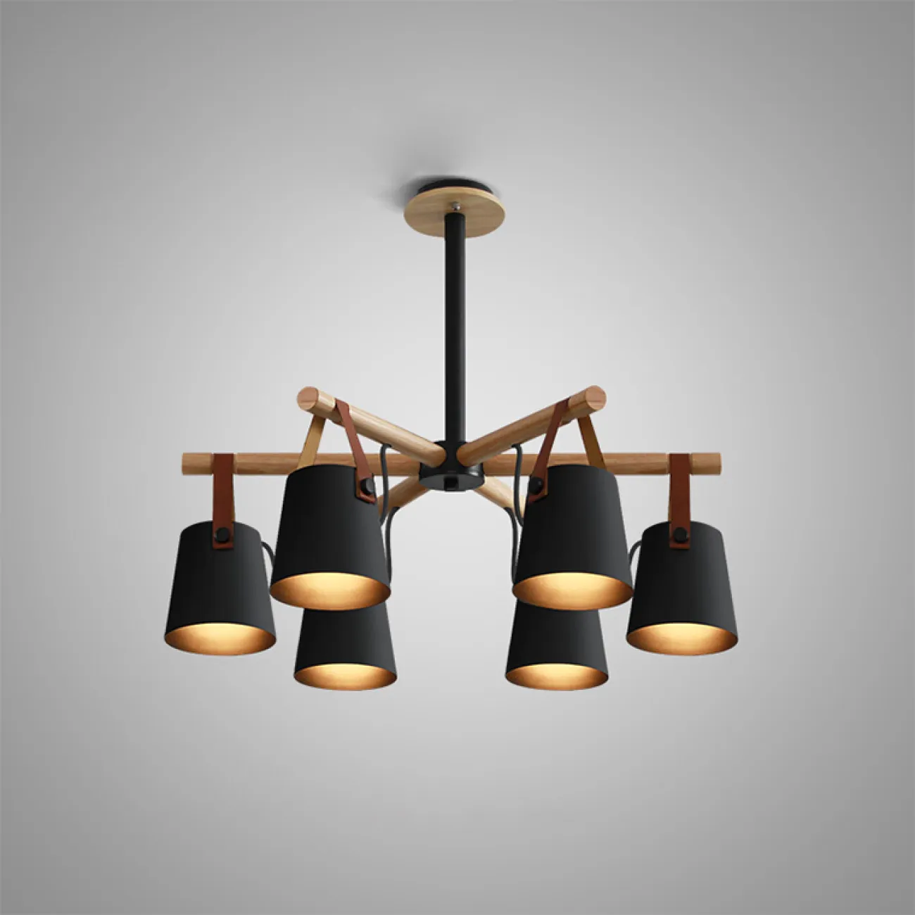 Потолочная люстра в скандинавском стиле с деревянными элементами NATURA C