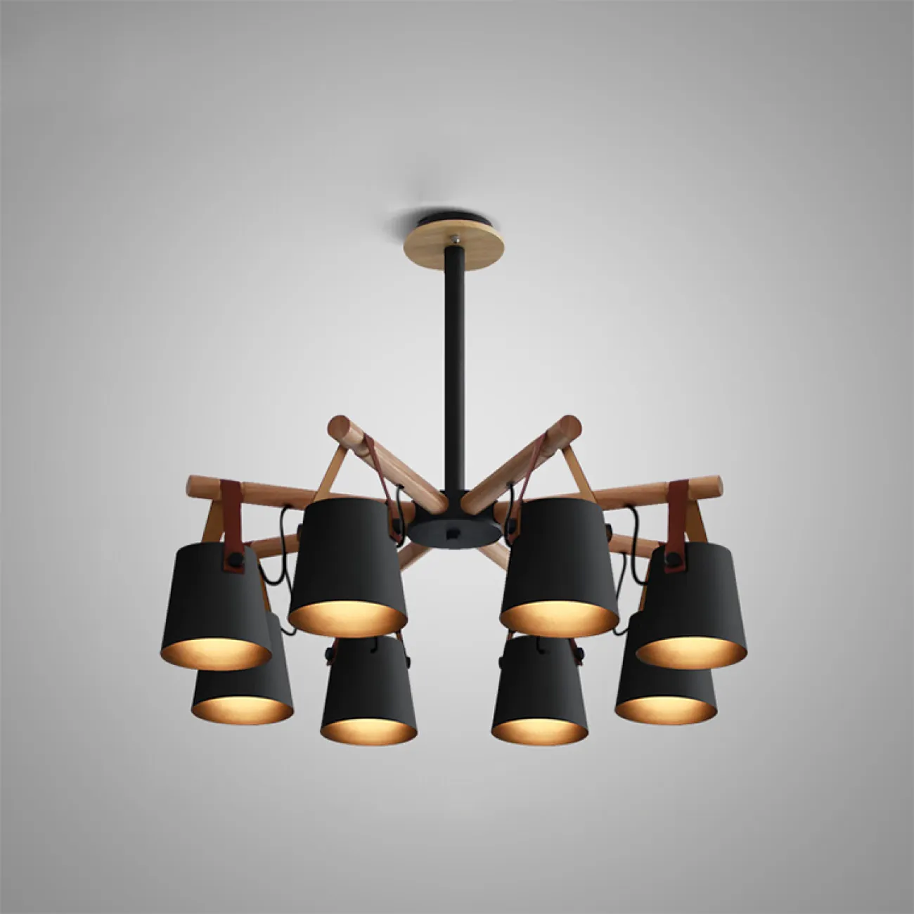 Потолочная люстра в скандинавском стиле с деревянными элементами NATURA C