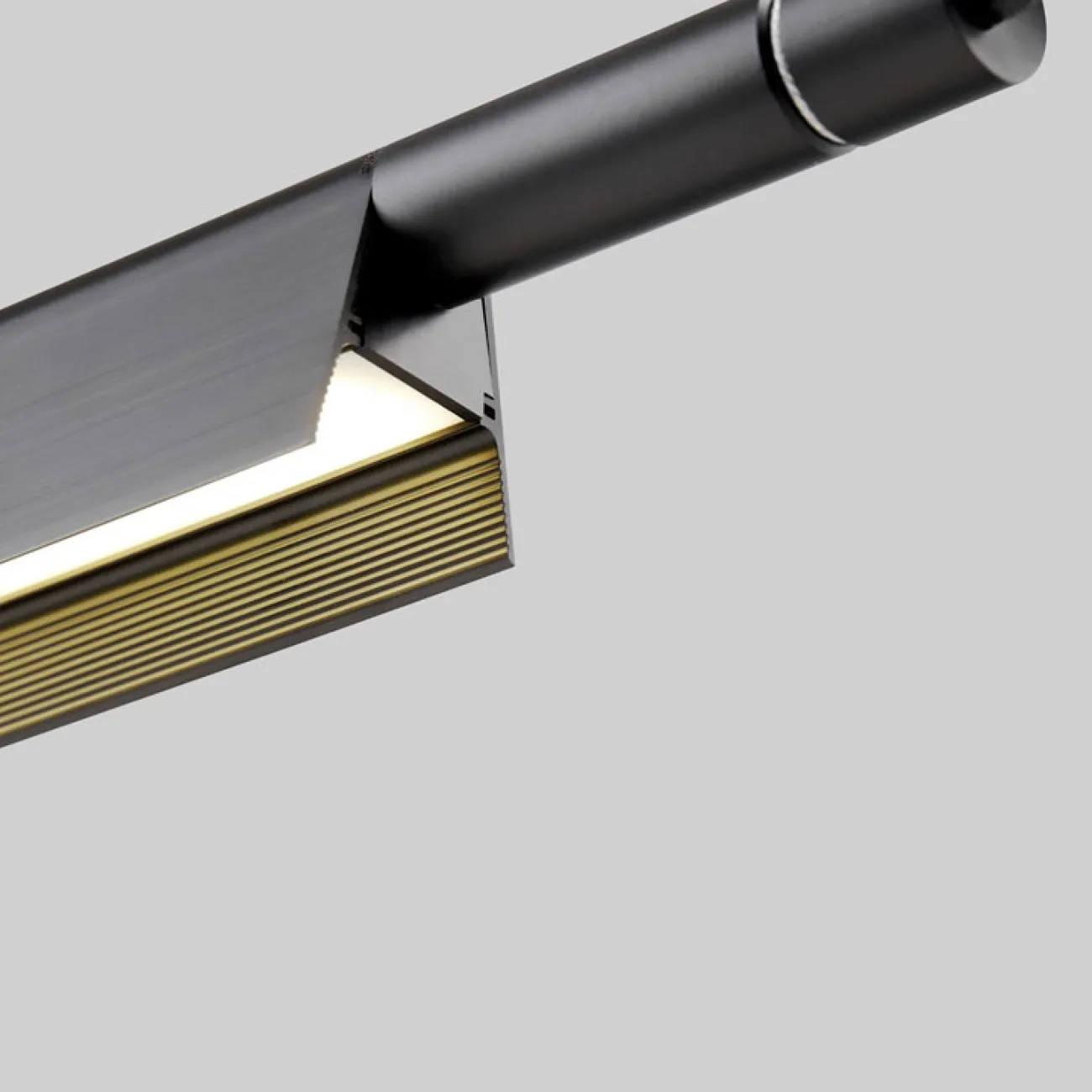 Светодиодный подвесной светильник в виде металлического уголка с матовой текстурой на стержне NETTAN Светодиодный подвесной светильник в виде металлического уголка с матовой текстурой на стержне NETTAN