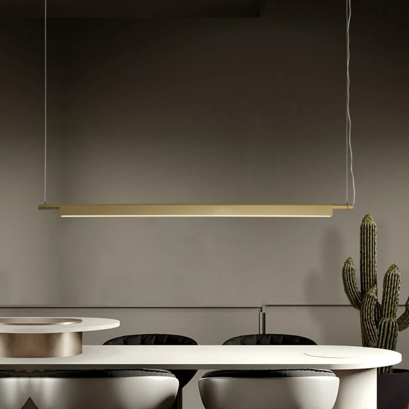 Светодиодный подвесной светильник в виде металлического уголка с матовой текстурой на стержне NETTAN Светодиодный подвесной светильник в виде металлического уголка с матовой текстурой на стержне NETTAN