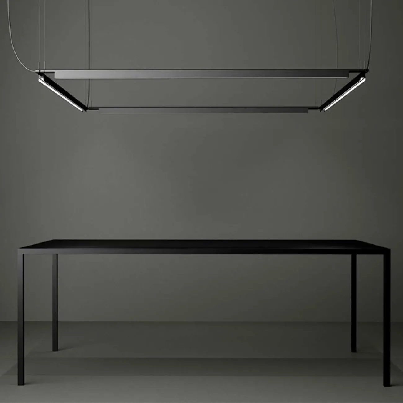 Светодиодный подвесной светильник в виде металлического уголка с матовой текстурой на стержне NETTAN Светодиодный подвесной светильник в виде металлического уголка с матовой текстурой на стержне NETTAN