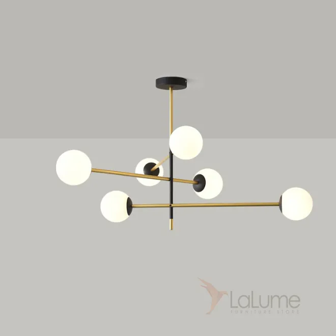 Дизайнерская люстра в стиле постмодерн с плафонами из стекла на штангах NEVIA