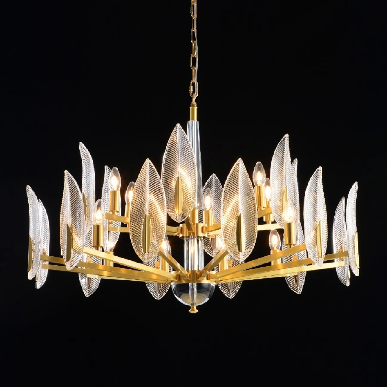 Линейка дизайнерских люстр в стиле постмодерн из рельефного стекла на каркасе из металла NIBA B