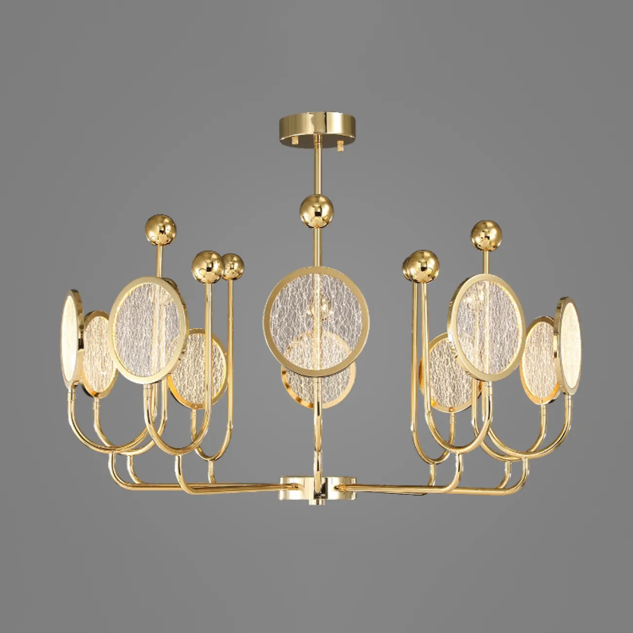 Линейка люстр на каркасе из металла и стеклом с эффектом каракле OLEANA Линейка люстр на каркасе из металла и стеклом с эффектом каракле OLEANA