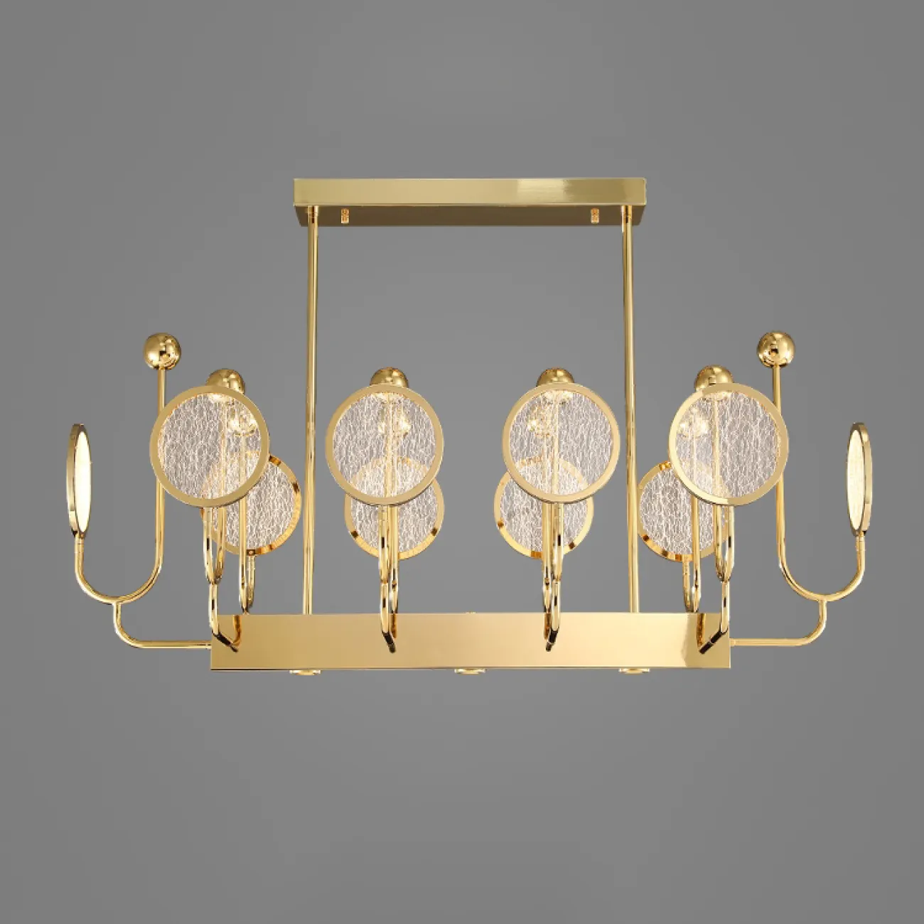 Линейка люстр на каркасе из металла и стеклом с эффектом каракле OLEANA Линейка люстр на каркасе из металла и стеклом с эффектом каракле OLEANA