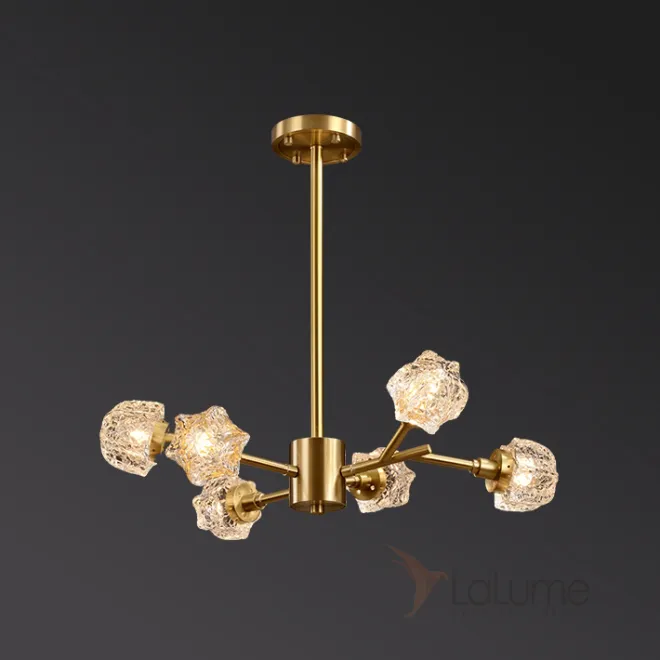 Линейка люстр на металлическом каркасе с плафонами из рельефного стекла ORION