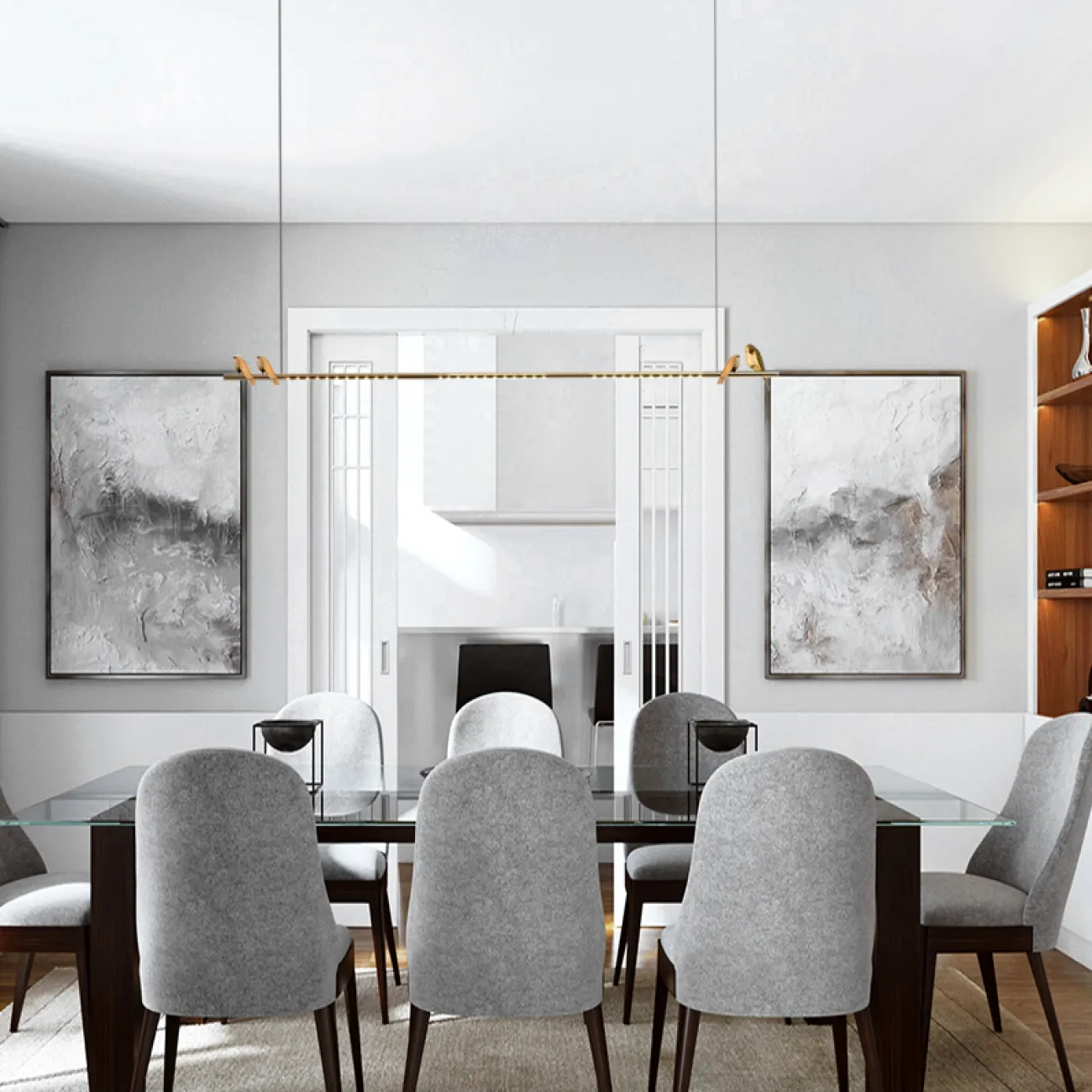 Реечный светильник на струнном подвесе с LED источником света ORRIN