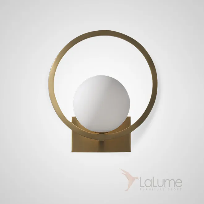 Настенный светильник с шарообразным плафоном из стекла и кольцевым корпусом PETRA