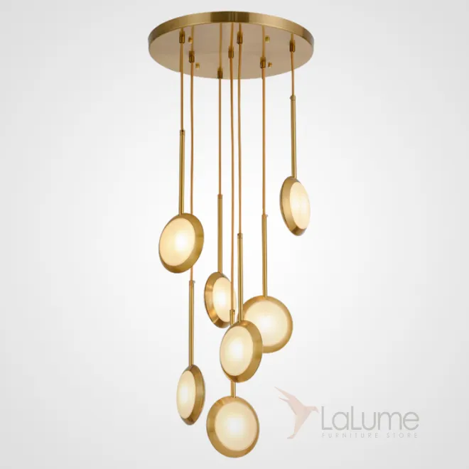 Подвесной светильник в виде двояковыпуклого диска с золотой окантовкой RIM