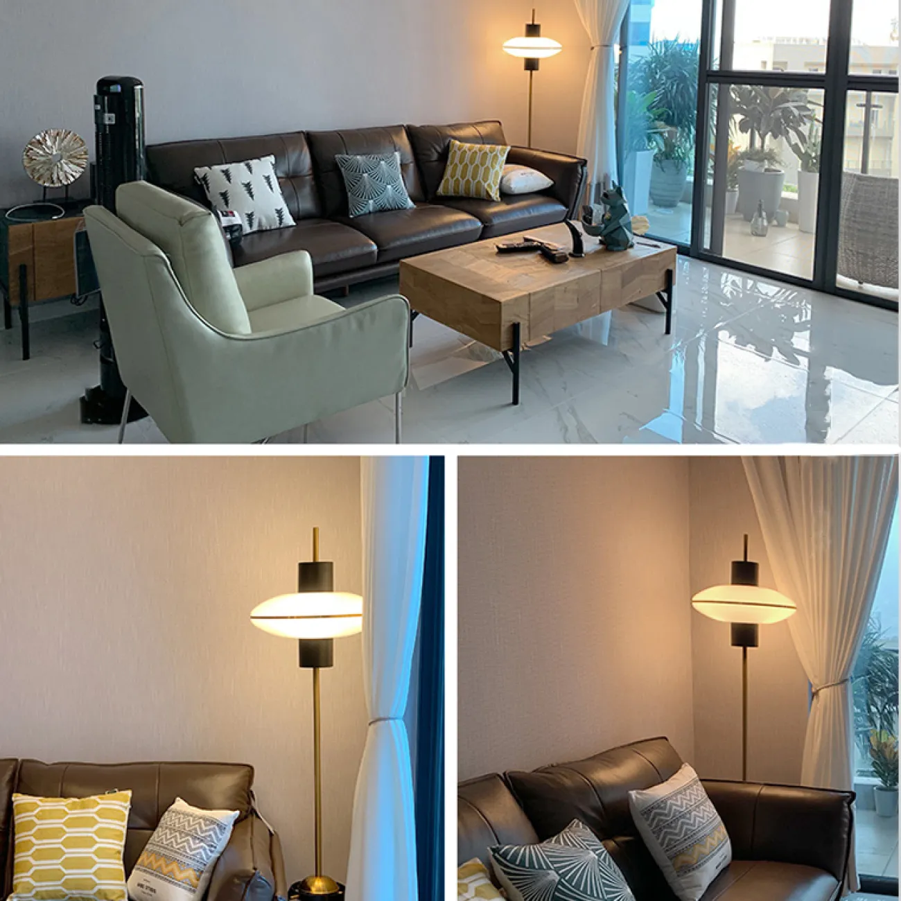 Торшер на треноге с плафоном из стекла RONA Торшер на треноге с плафоном из стекла RONA