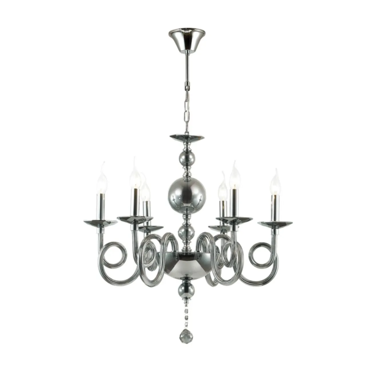 Стеклянная люстра в классическом стиле с плафонами в виде свечей ROSALYN