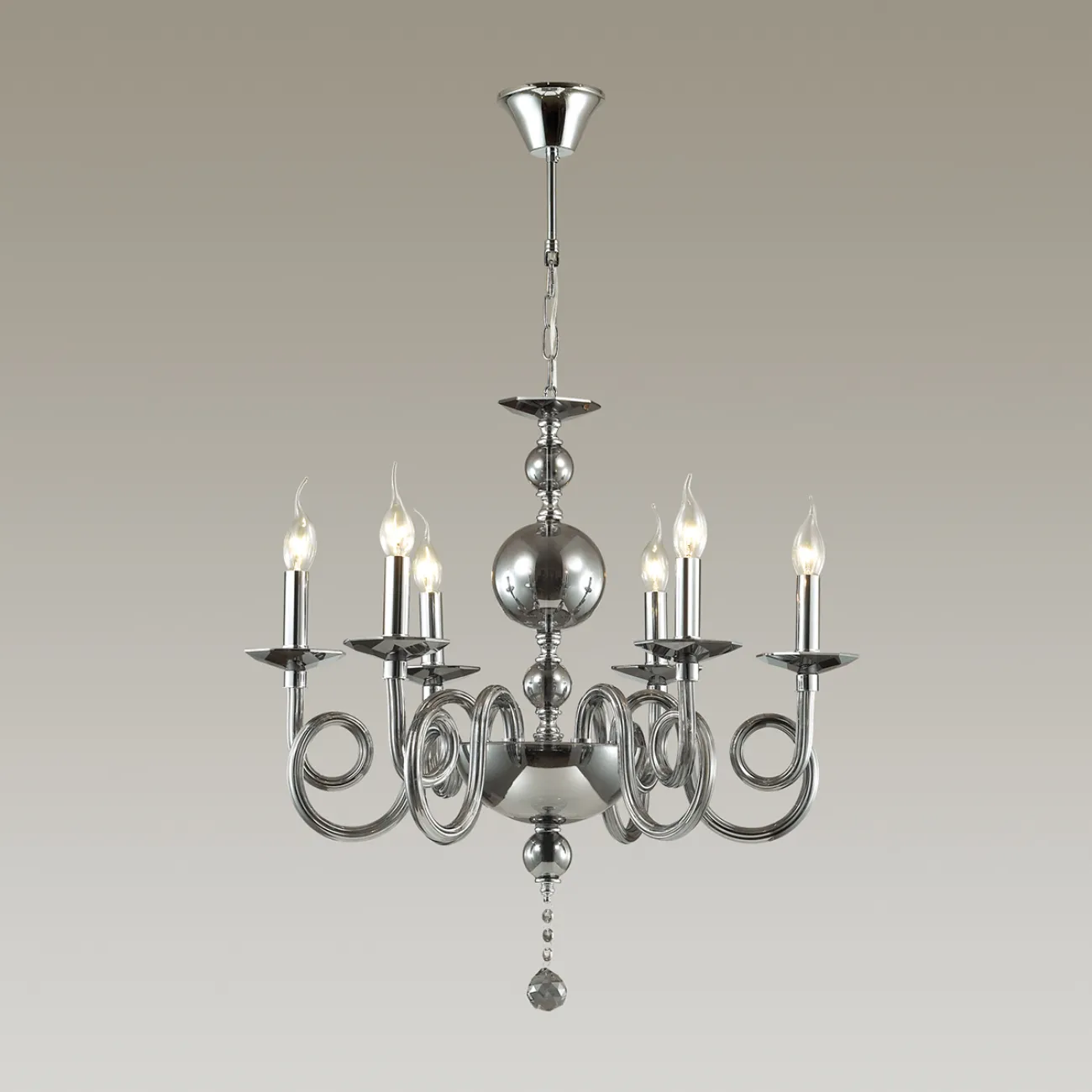 Стеклянная люстра в классическом стиле с плафонами в виде свечей ROSALYN