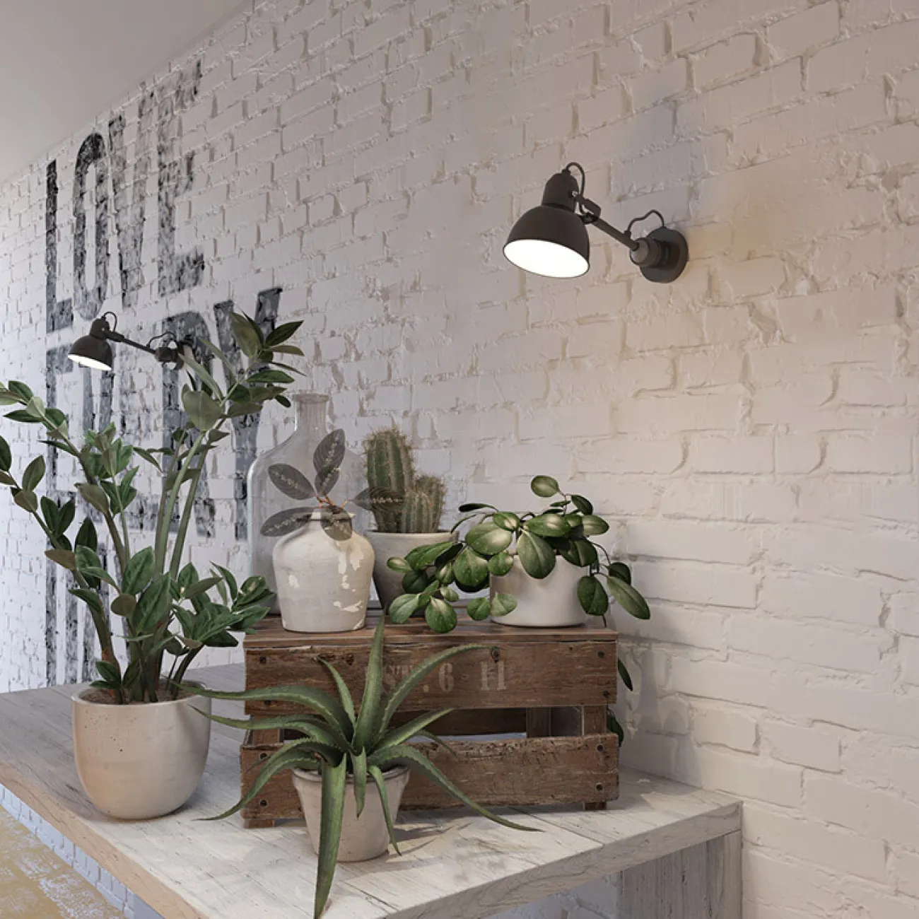 Настенный светильник в стиле лофт с поворотными плафонами на кронштейнах ROUTE Настенный светильник в стиле лофт с поворотными плафонами на кронштейнах ROUTE