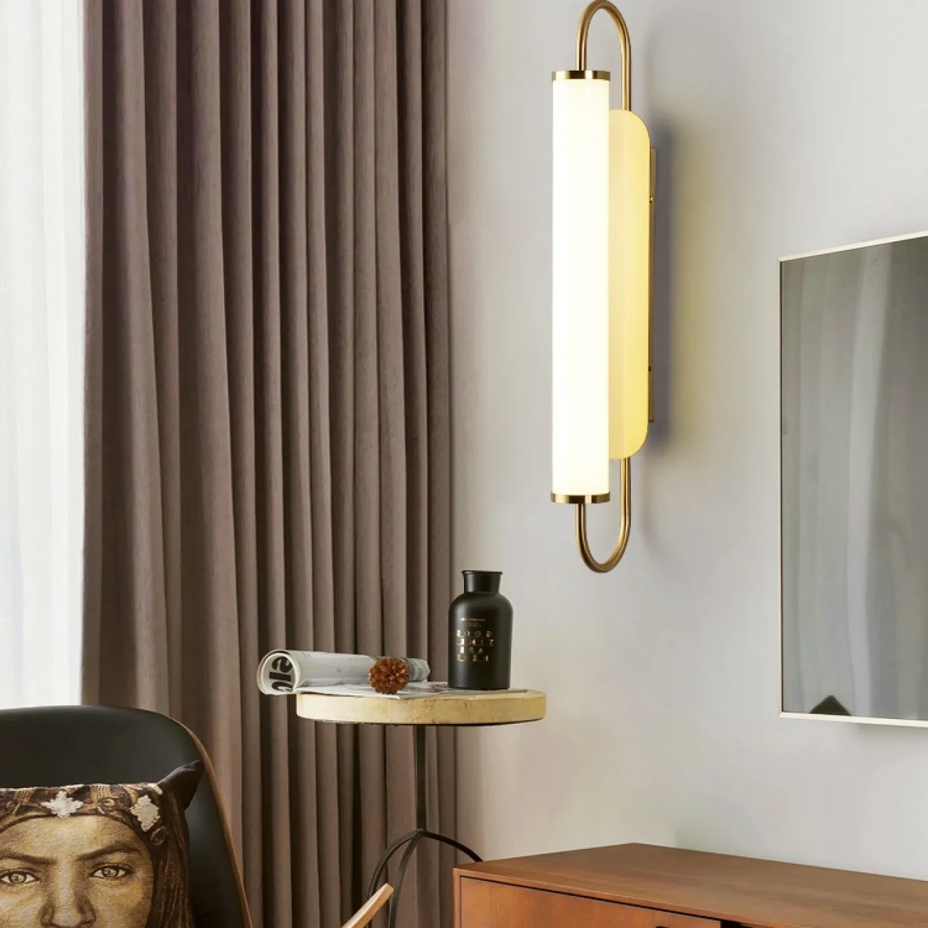 Настенное бра с плафоном в форме цилиндра на металлическом каркасе RUMBA Настенное бра с плафоном в форме цилиндра на металлическом каркасе RUMBA