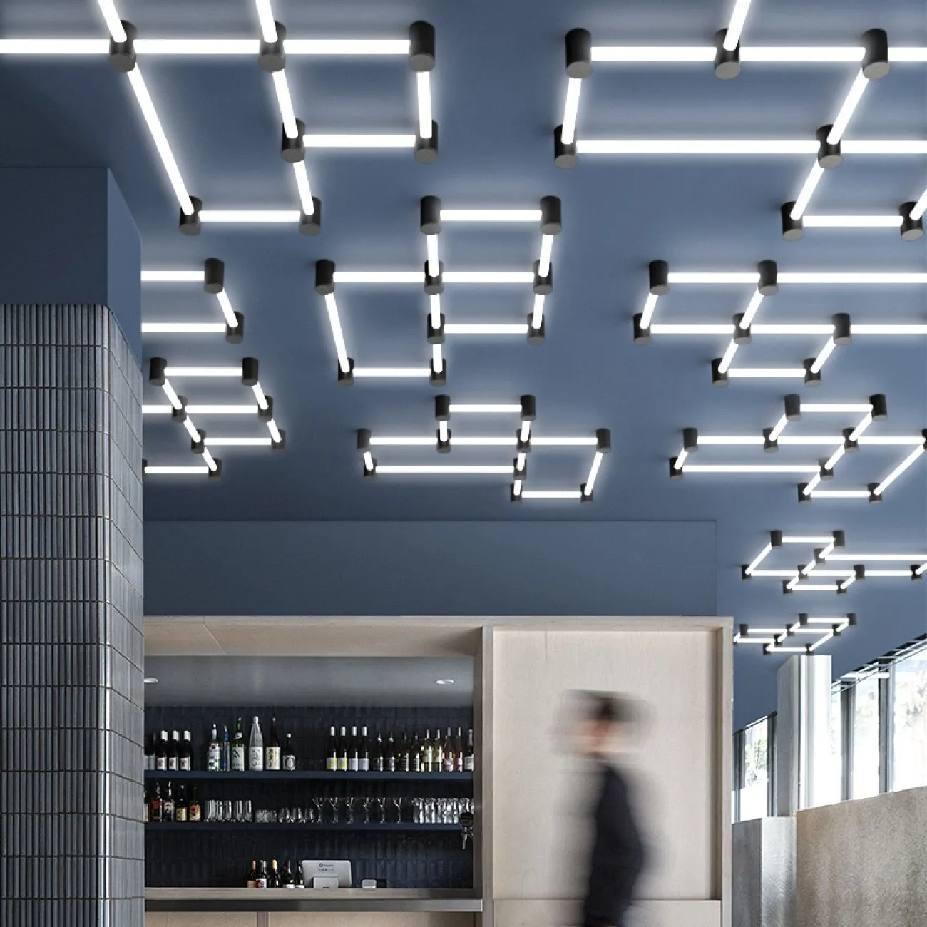 Серия потолочных светильников в виде комбинаций светодиодных трубок SART