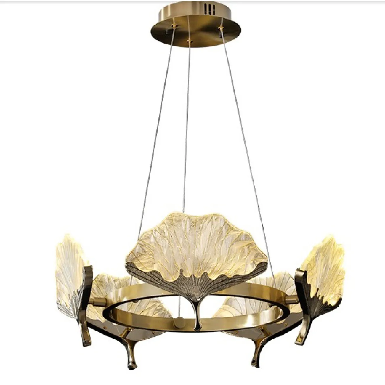 Светодиодная люстра с кольцевым каркасом и растительными мотивами в дизайне SELVI