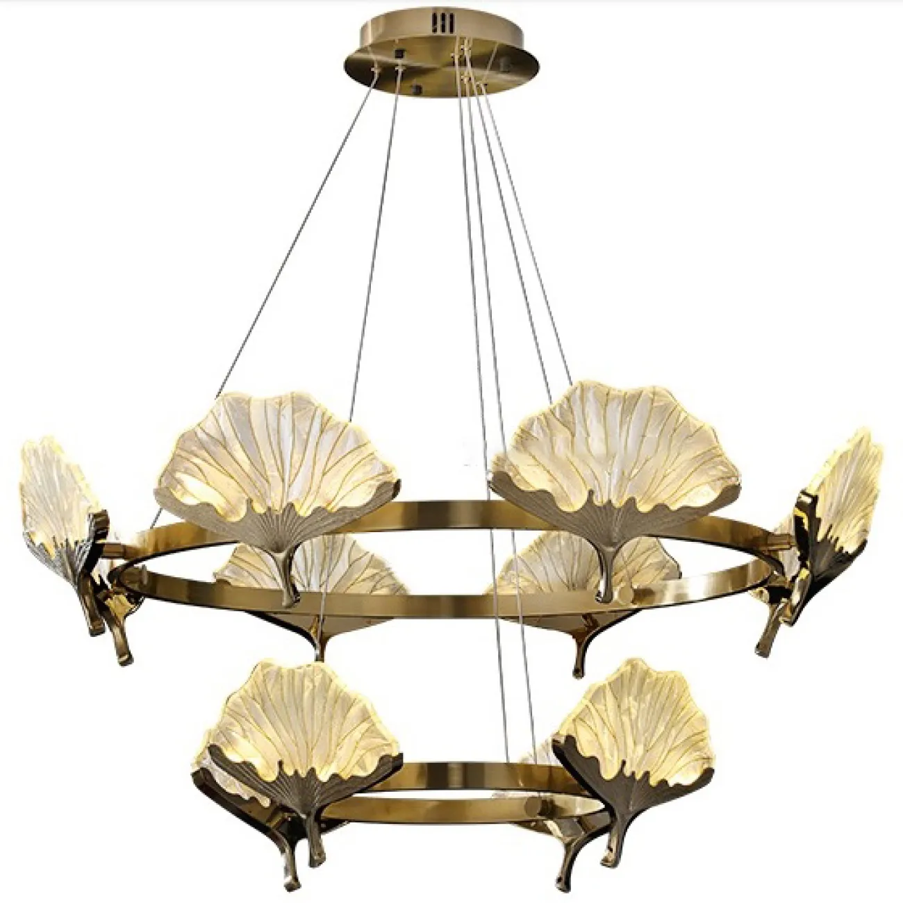 Светодиодная люстра с кольцевым каркасом и растительными мотивами в дизайне SELVI