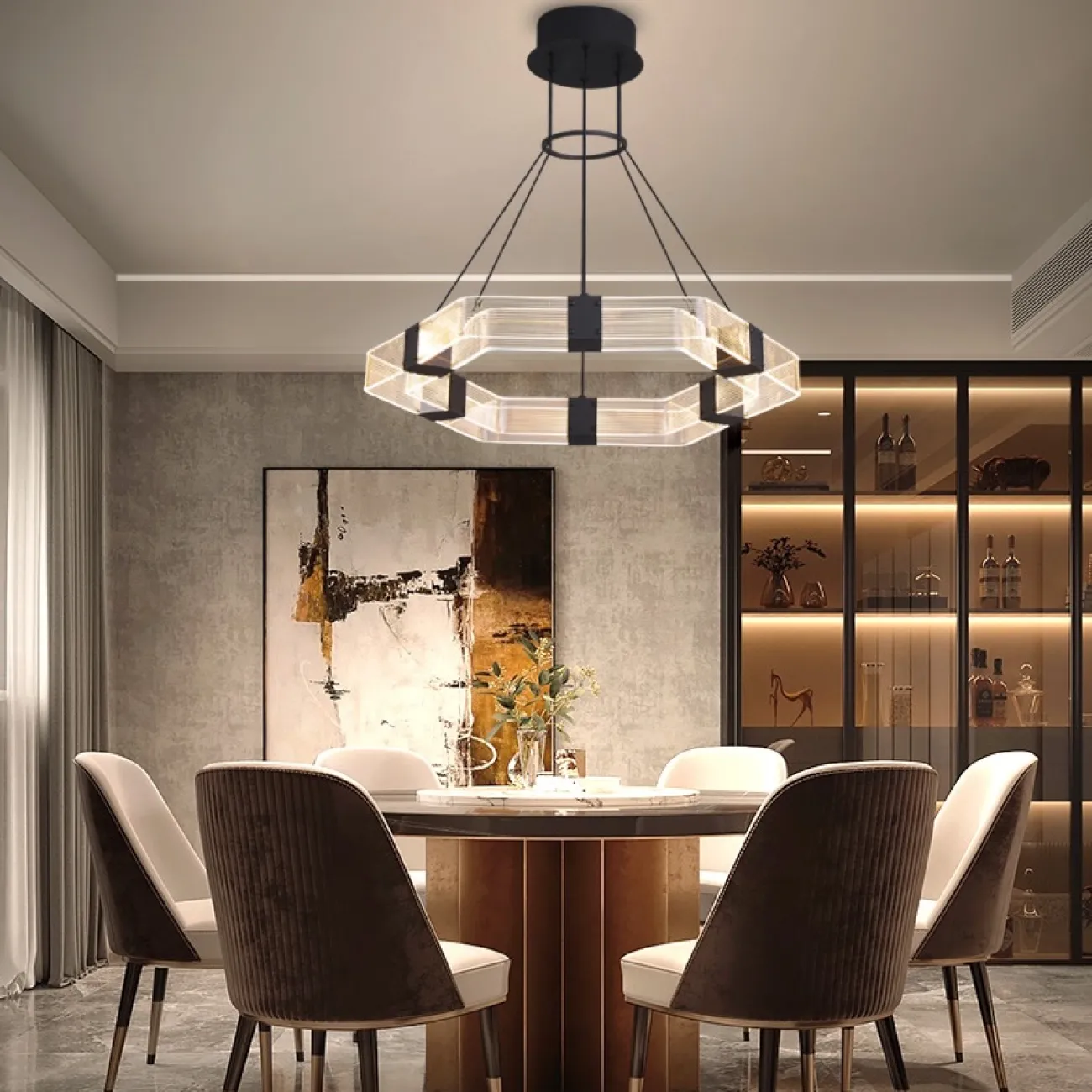 Серия подвесных светодиодных люстр геометрической формы SENSE POLYGON