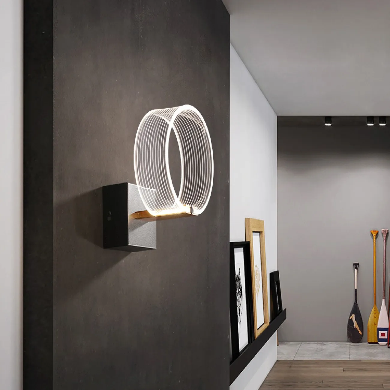 Светодиодный настенный светильник с плафоном из прозрачного акрила SENSE RINGS WALL