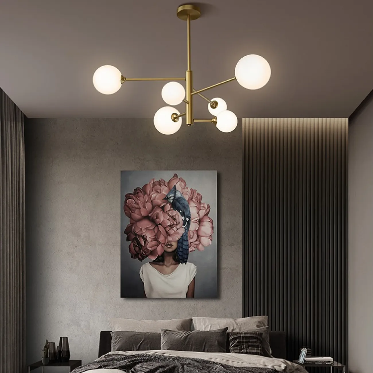 Люстра с разноуровневыми шарообразными плафонами SHADE CH