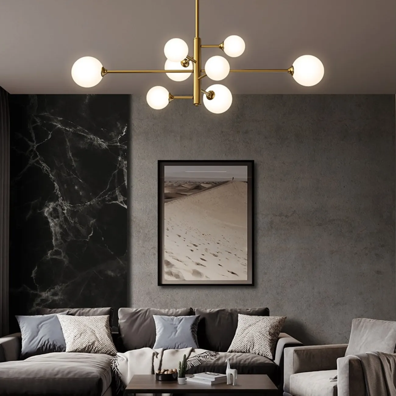 Люстра с разноуровневыми шарообразными плафонами SHADE CH