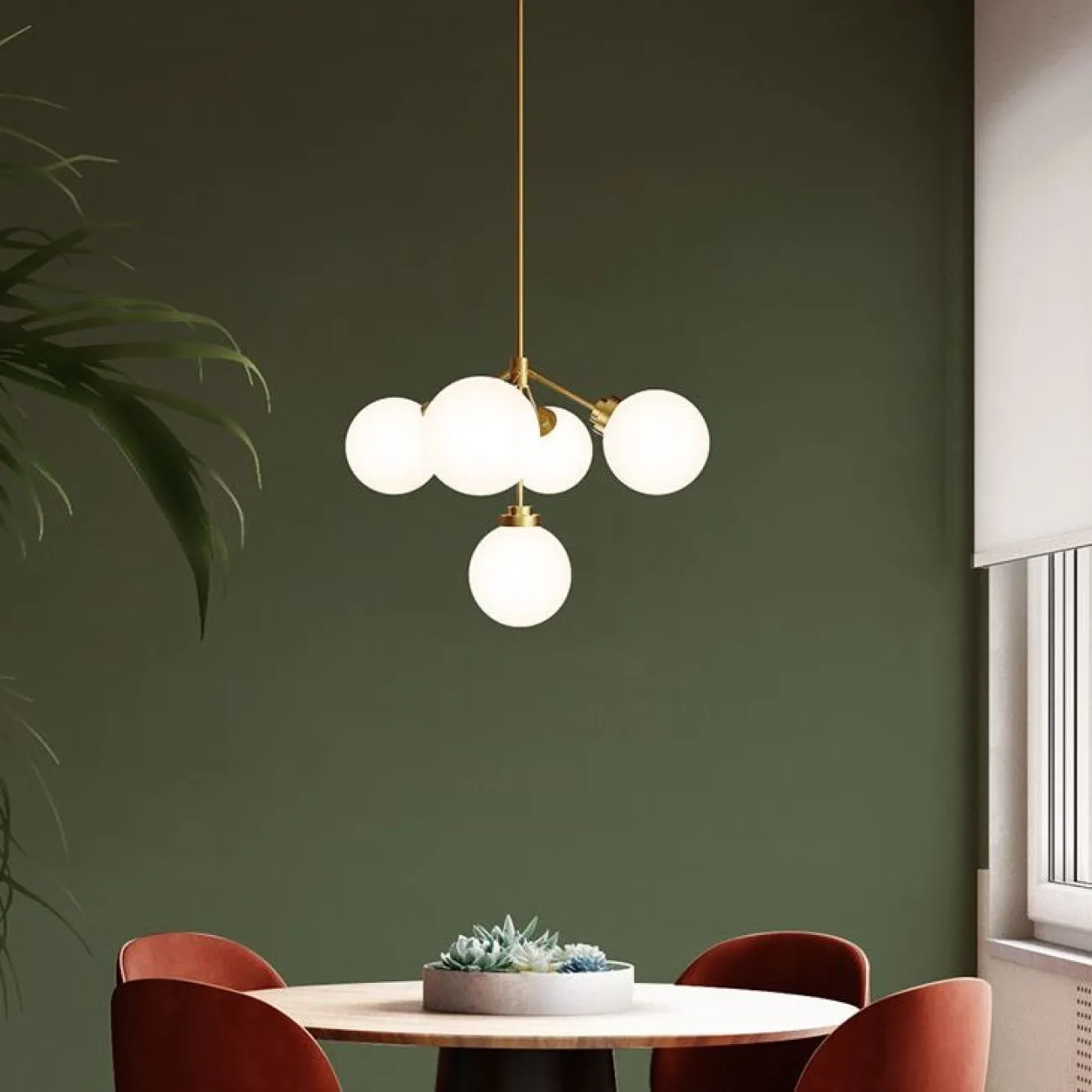 Люстра на потолочной стойке со стеклянными плафонами в форме шара SIENNA