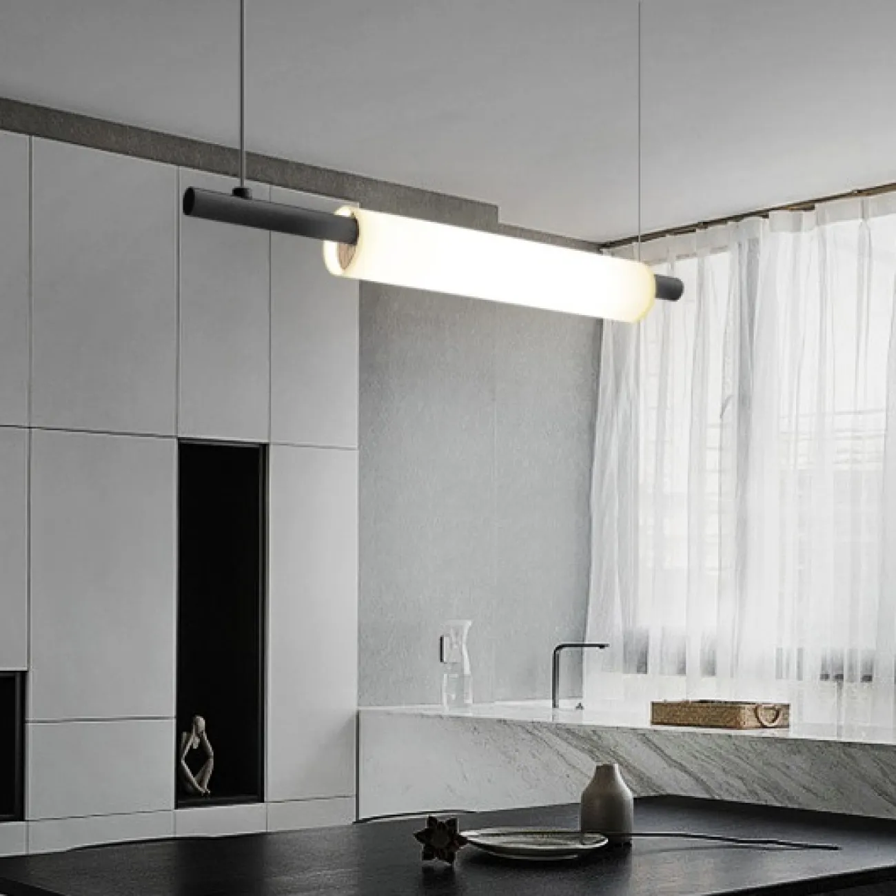 Светодиодный подвесной светильник с туннельным корпусом из стекла SIGVOR