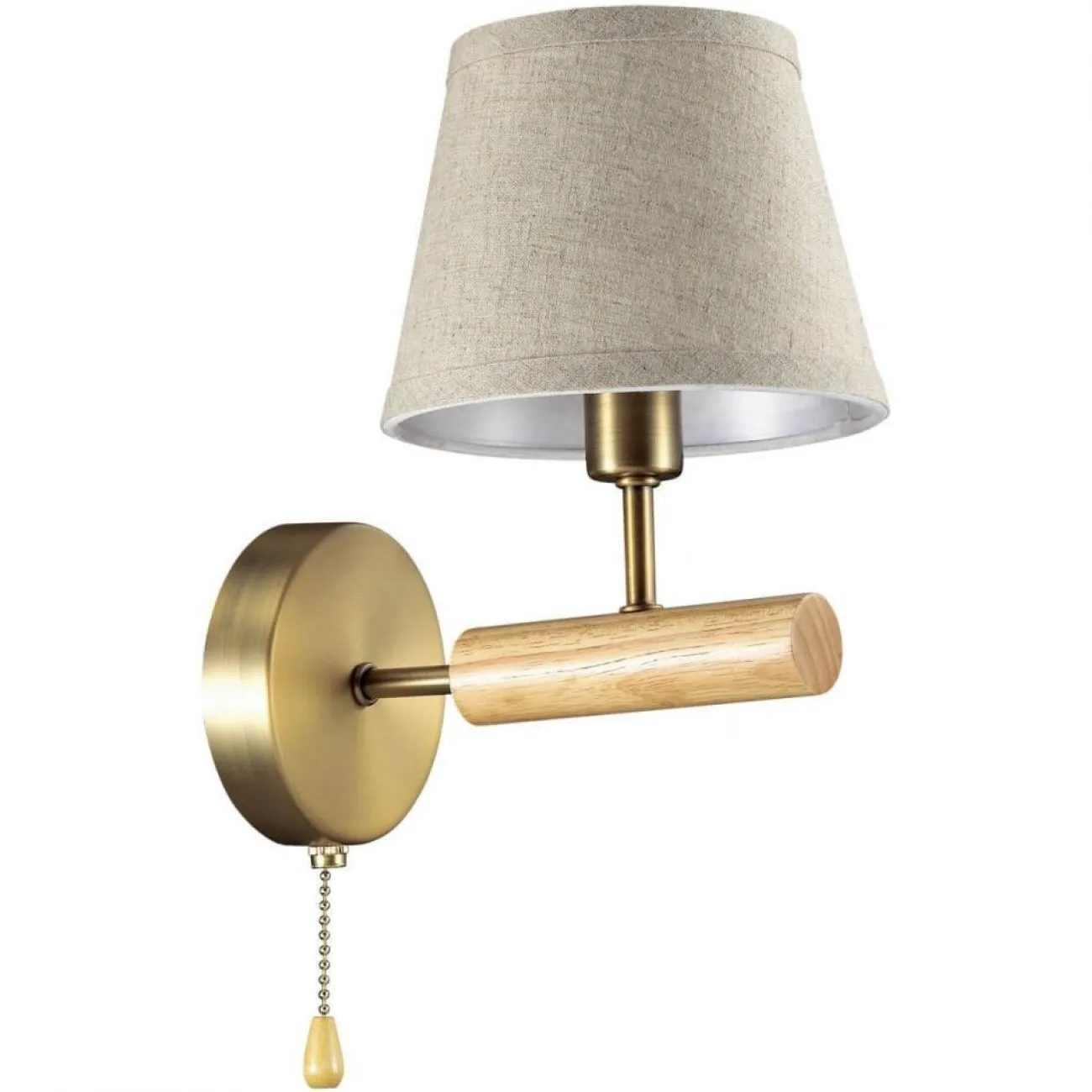 Бра в классическом стиле с текстильным абажуром и деревянными элементами SIMEN WALL