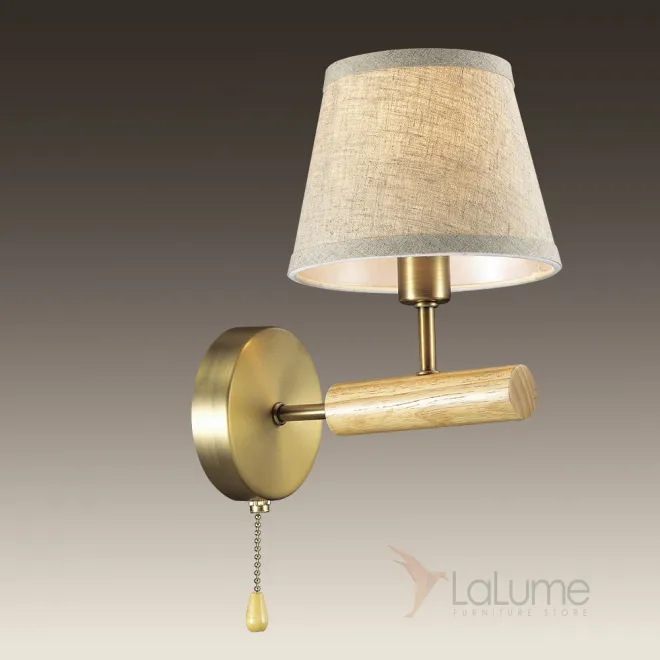 Бра в классическом стиле с текстильным абажуром и деревянными элементами SIMEN WALL