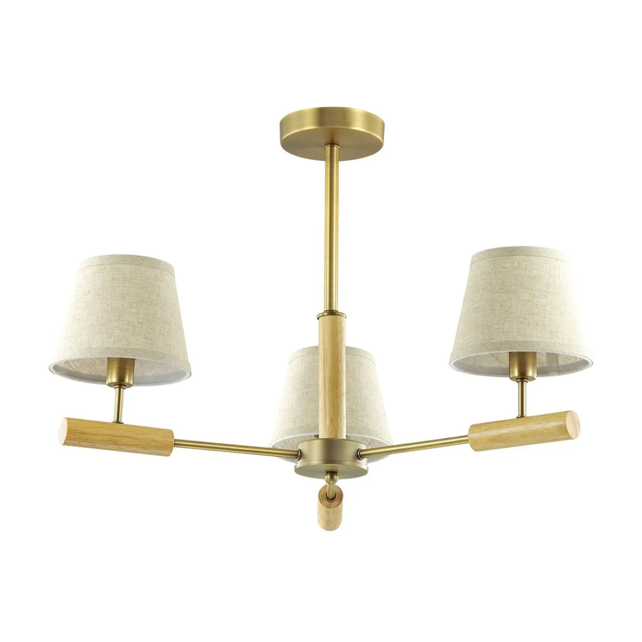 Серия люстр с текстильными плафонами и деревянными элементами SIMEN