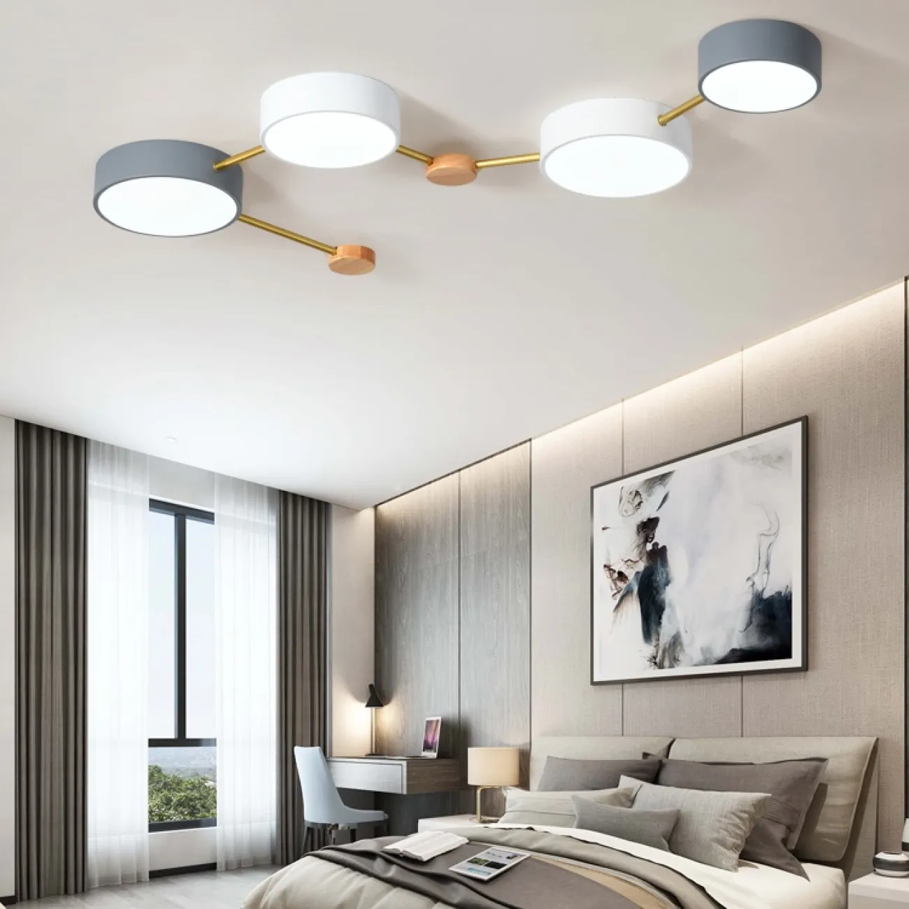 Потолочные инсталляции в форме созвездий из светодиодных дисков и деревянным декором SOLEN Потолочные инсталляции в форме созвездий из светодиодных дисков и деревянным декором SOLEN