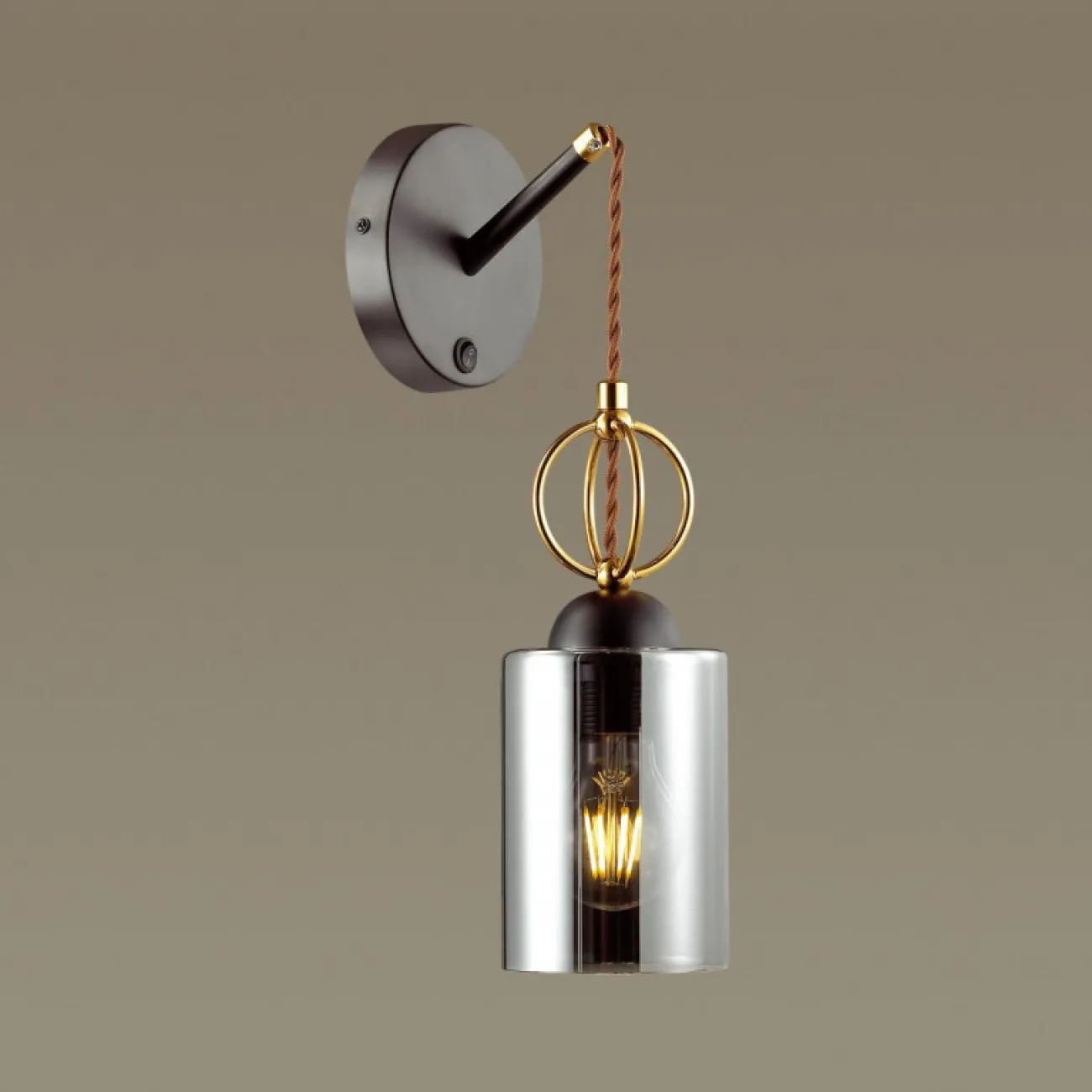 Бра с плафоном цилиндрической формы и дымчатым стеклом SPIRIT WALL