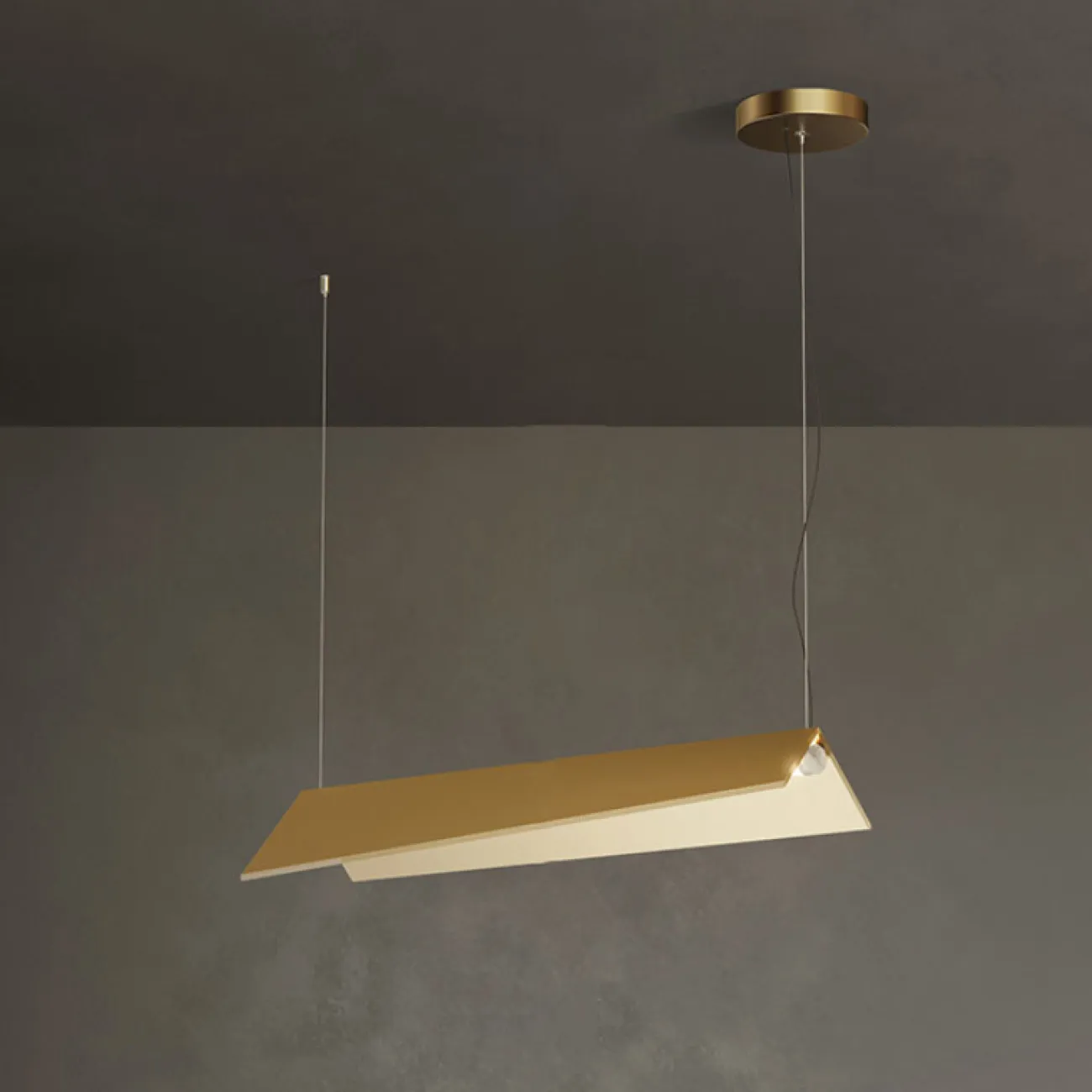 Светильник на струнном подвесе с козырьком из металла треугольной формы STANZA