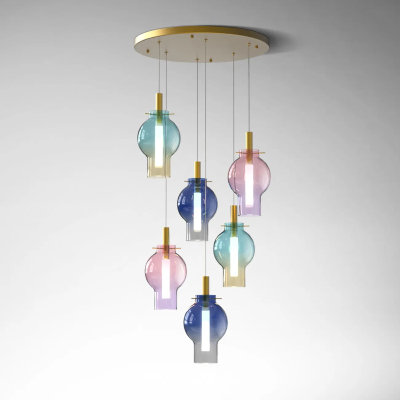 Светодиодный подвесной светильник с плафоном из цветного стекла STAVERN