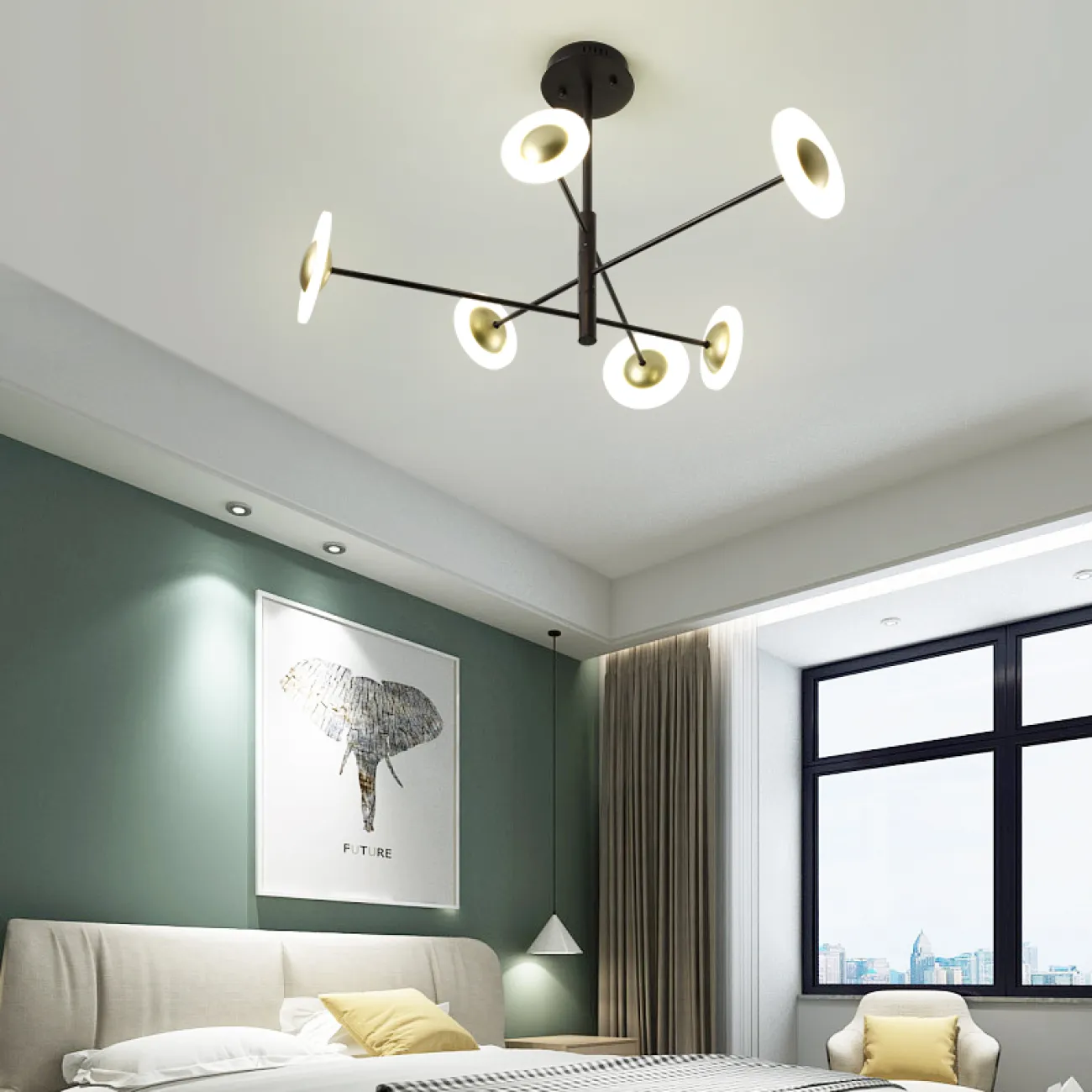 Светодиодная люстра с плафонами на поворотных штангах STINA