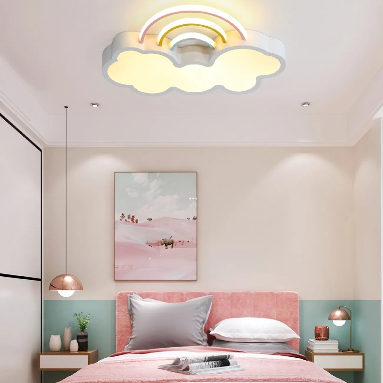 Светодиодный потолочный светильник в виде облака с радугой SUMMER