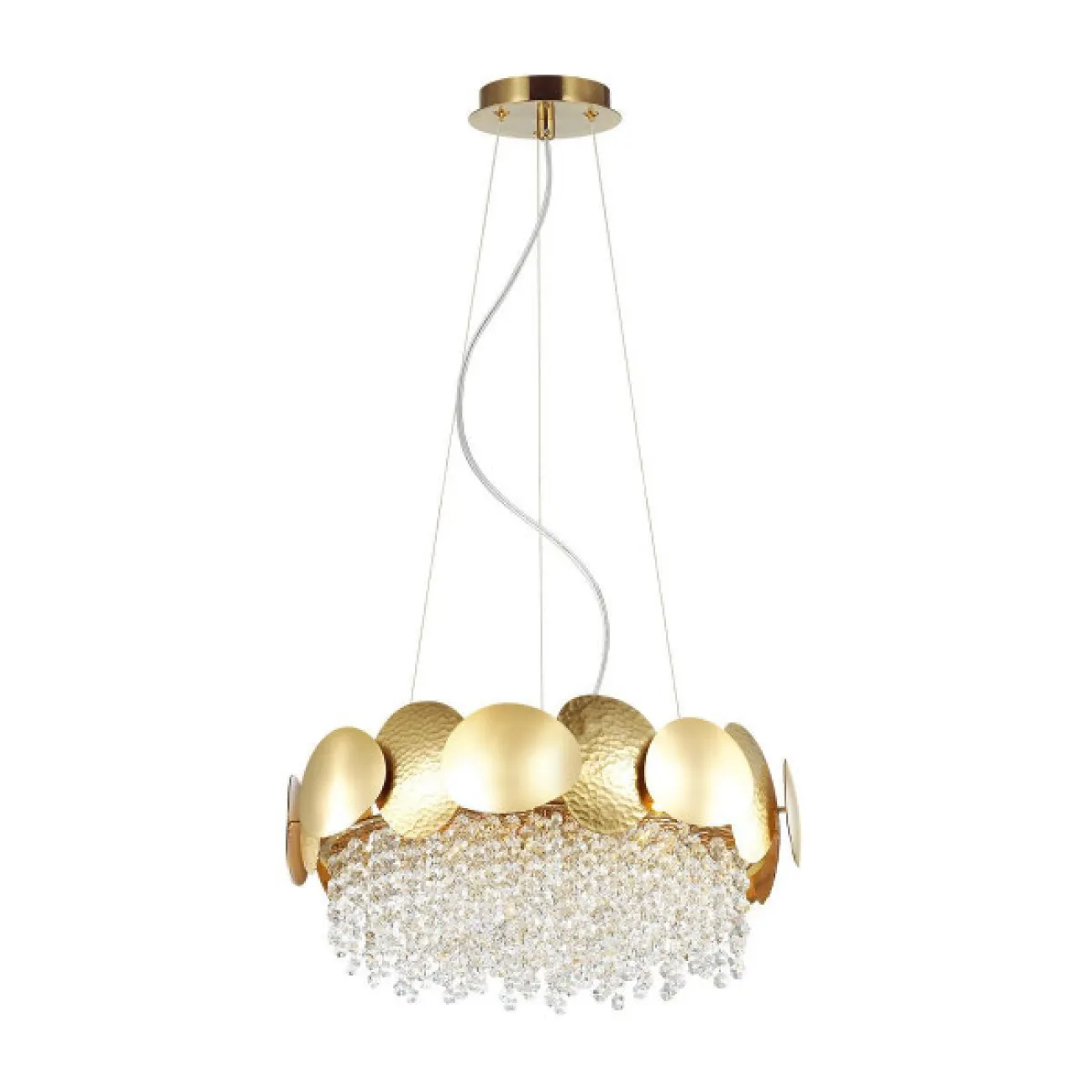 Хрустальная люстра с золотым ободом из фактурных пластин TARU Хрустальная люстра с золотым ободом из фактурных пластин TARU