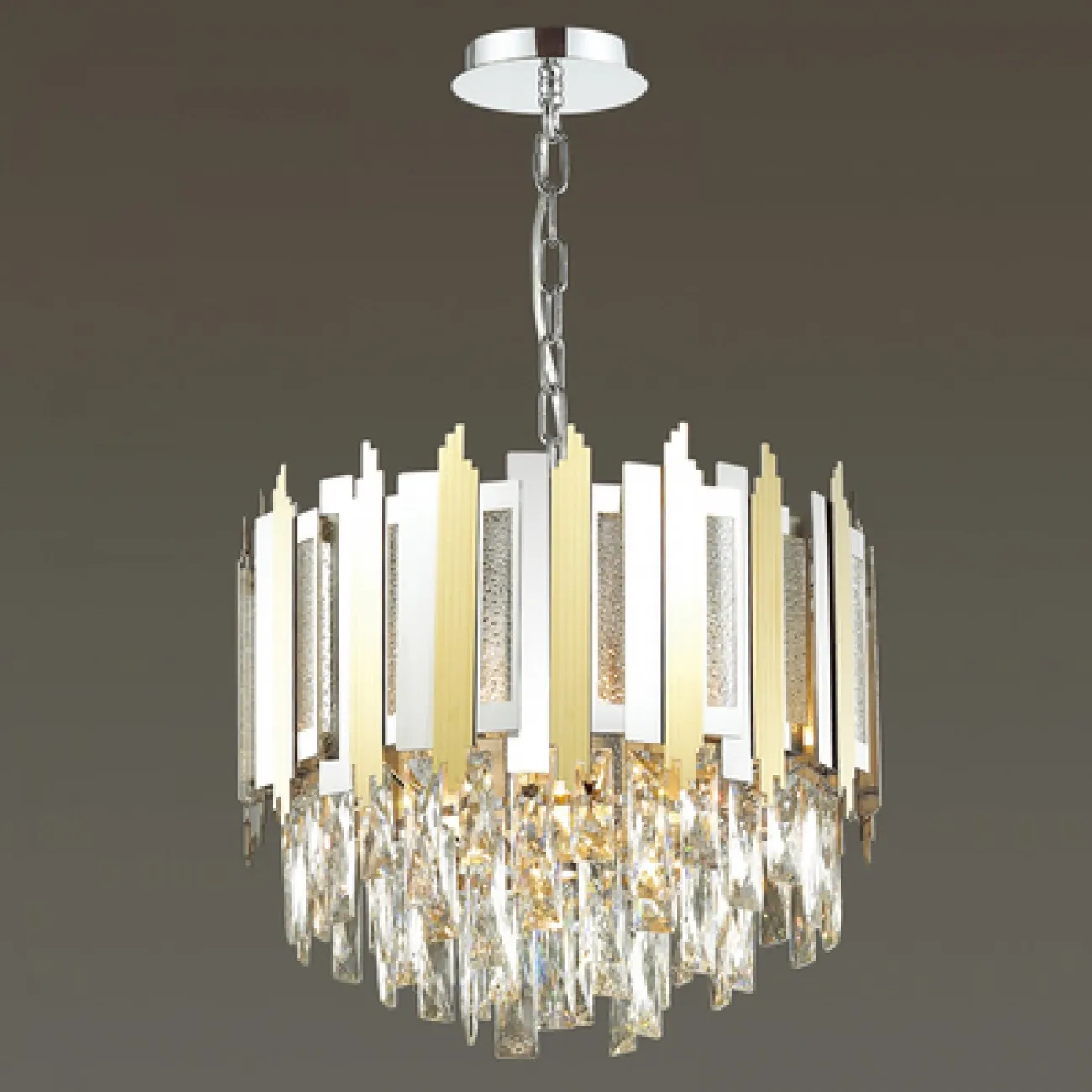 Люстра с декоративными стеклянными вставками и хрустальными подвесками TESSA Люстра с декоративными стеклянными вставками и хрустальными подвесками TESSA