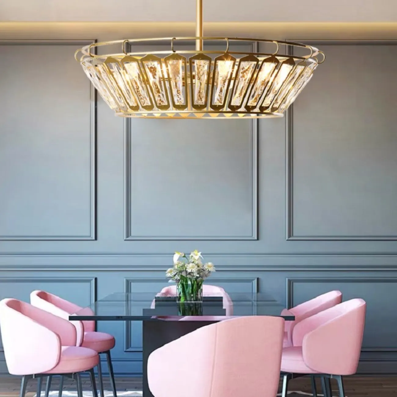 Дизайнерская люстра со вставками из стекла с хрустальной огранкой TIARET Дизайнерская люстра со вставками из стекла с хрустальной огранкой TIARET