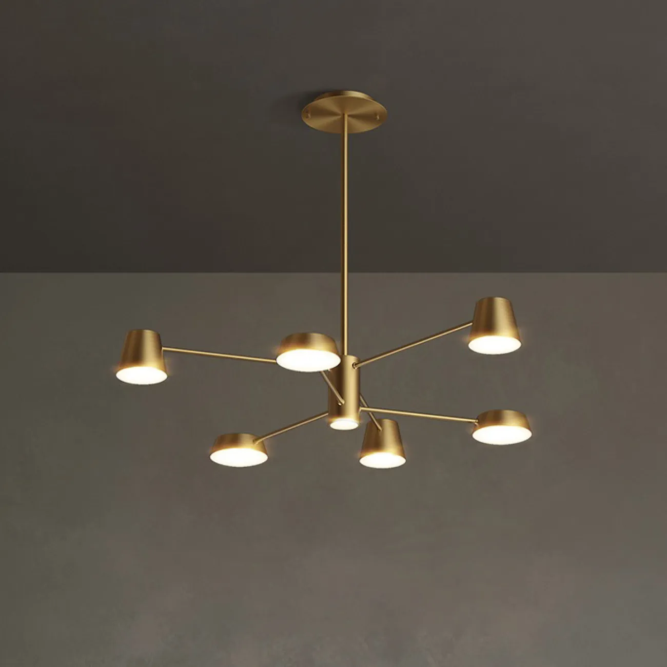 Двухъярусная светодиодная люстра с двумя видами плафонов и дополнительным источником света по центру TOIVOLA A