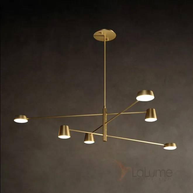 Светодиодная люстра с плафонами двух типов, расположенными на асимметоичных поворотных штангах TOIVOLA B