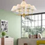 Серия люстр в американском стиле с текстильным абажуром на каркасе из металла TOWNER