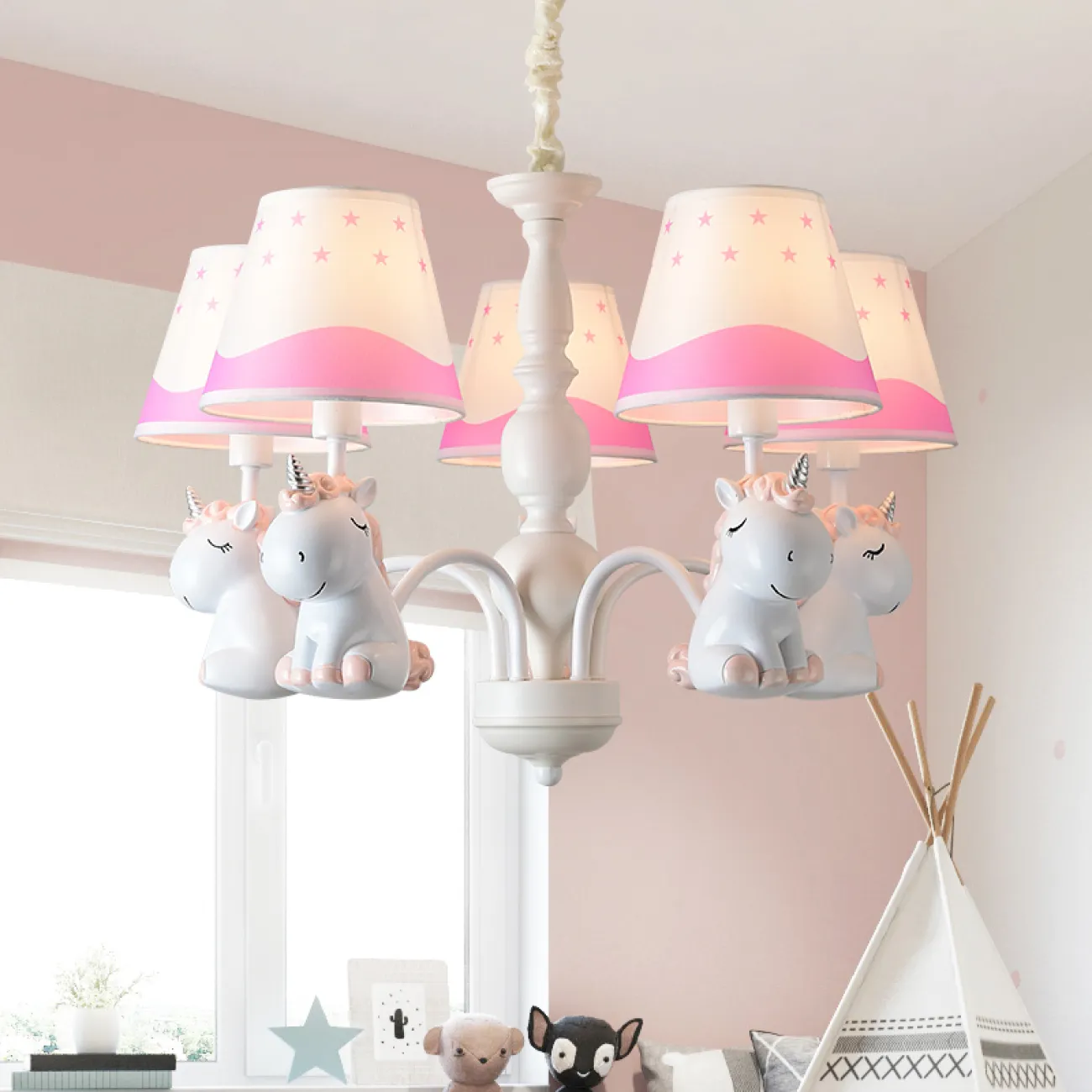 Люстра для детской с фигурками единорогов UNICORN