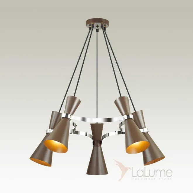 Люстра с металлическими плафонами коричневого цвета и отделкой цвета хром VANDA