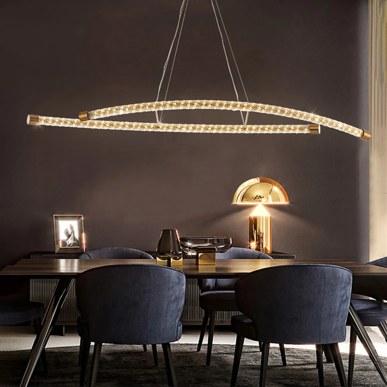 Дизайнерская светодиодная люстра на струнном подвесе VIDAGO DNA