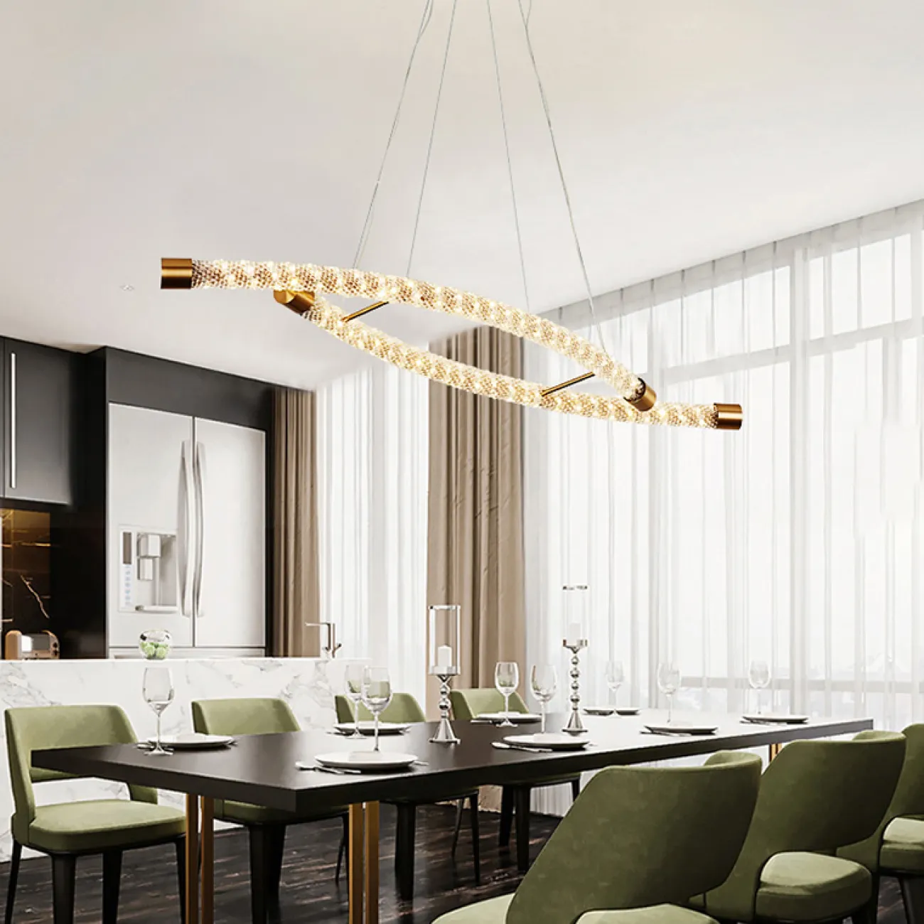 Дизайнерская светодиодная люстра на струнном подвесе VIDAGO DNA