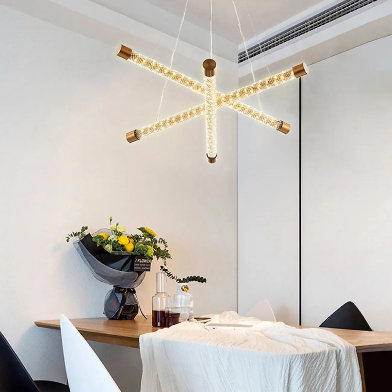 Дизайнерская светодиодная люстра на струнном подвесе VIDAGO WAND