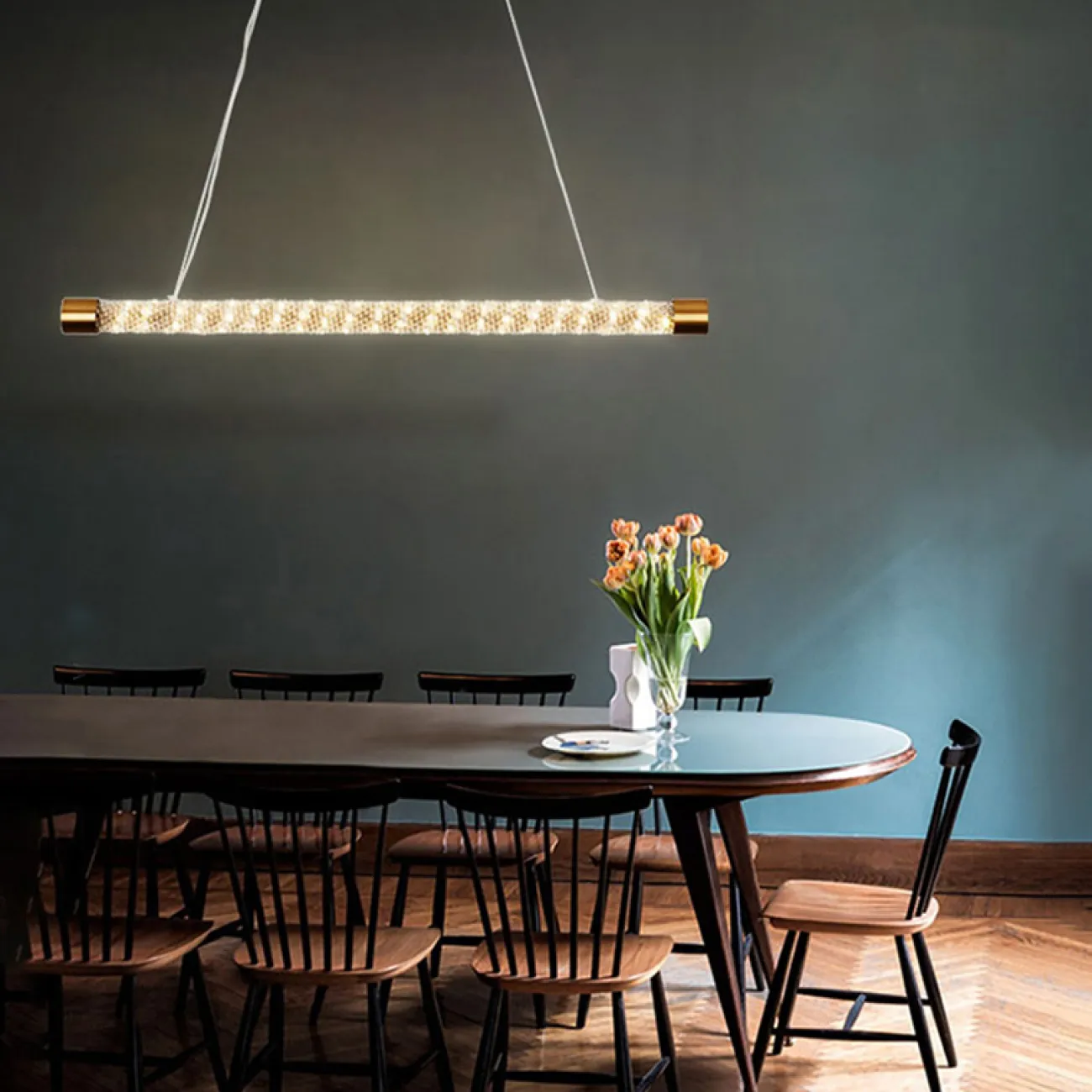 Дизайнерская светодиодная люстра на струнном подвесе VIDAGO WAND